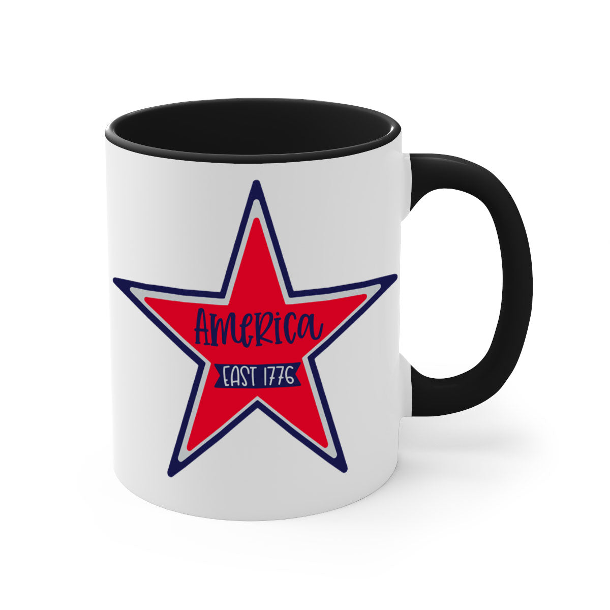 America East Style 144# Mug featuring a glossy finish with a colored handle and interior, available in multiple colors.